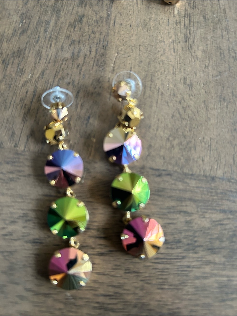Tova Multicolor Crystal Drop Earrings - Gold Tone
